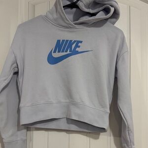 Kid’s Nike Light Gray Hoodie with Blue Logo